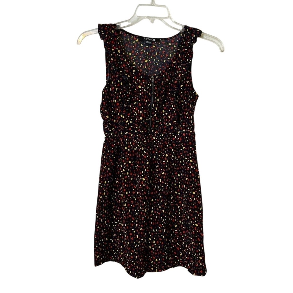 Forever 21 Sz Smsll black‎ dot dress colorful EUC 160502